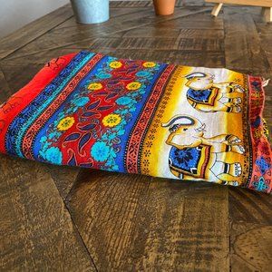 Red White Yellow Elephant Print Multi-Use | Wrap Dress, Sarong, Scarf, Tapestry